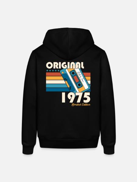 48th Birthday Man June Vintage 1975 Cassette - Stanley/Stella SOUNDER Unisex Hoodie - black