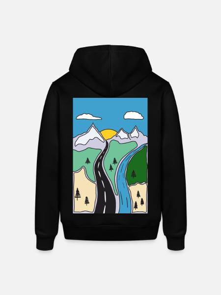 Mountain River Landscape - Stanley/Stella SOUNDER Unisex Hoodie - black