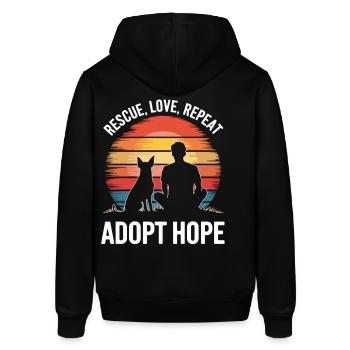 Hond adoptie zonsondergang - Stanley/Stella Uniseks biologische hoodie SOUNDER - zwart - Achter - Alina (178cm)