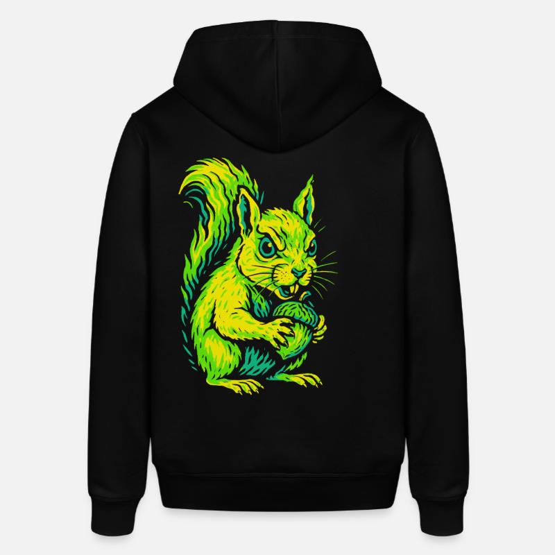 Wütendes Neon-Eichhörnchen mit Nuss - Stanley/Stella Unisex Hoodie SOUNDER - Schwarz