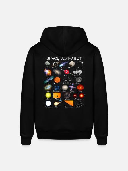 Space Astronomy Alphabet ABC - Stanley/Stella SOUNDER Unisex Hoodie - black