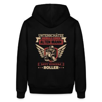 Alter Mann Mit Roller Rentner Opa Shirt - Stanley/Stella Unisex Hoodie SOUNDER - Schwarz - Hinten - Alina (178cm)