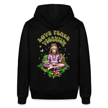Love and Peace - Stanley/Stella Unisex Hoodie SOUNDER - Schwarz - Hinten - Alina (178cm)