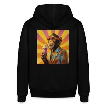 Eis Affe Sommer Eiskreme Eisdiele Schimpanse - Stanley/Stella Unisex Hoodie SOUNDER - Schwarz - Hinten - Alina (178cm)