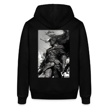 Krieger Schwert Vintage Schwarz Weiß 3 - Stanley/Stella Unisex Hoodie SOUNDER - Schwarz - Hinten - Alina (178cm)