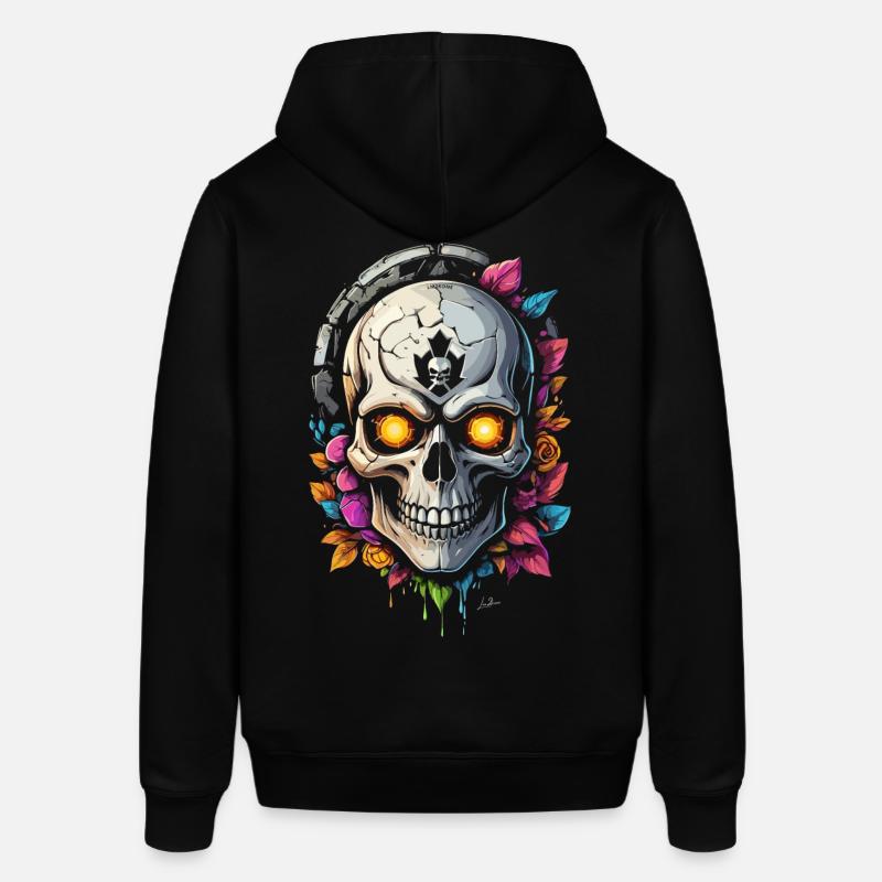 Crâne fleurs - Sweat à capuche SOUNDER Stanley/Stella Unisexe - noir
