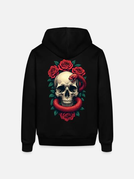 Skull Roses and Snake - Stanley/Stella SOUNDER Unisex Hoodie - black