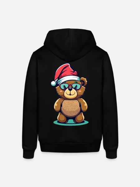 Teddybär mit Weihnachtsmütze - Stanley/Stella Unisex Hoodie SOUNDER - Schwarz