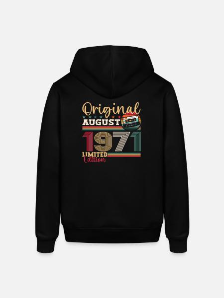 52nd Birthday Man August Vintage 1971 Cassette - Stanley/Stella SOUNDER Unisex Hoodie - black