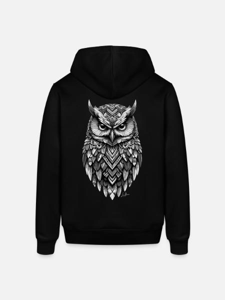 Indian geometric owl - Stanley/Stella SOUNDER Unisex Hoodie - black