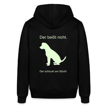 Der beißt nicht. Der schluckt am Stück! - Stanley/Stella Unisex Hoodie SOUNDER - Schwarz - Hinten - Alina (178cm)