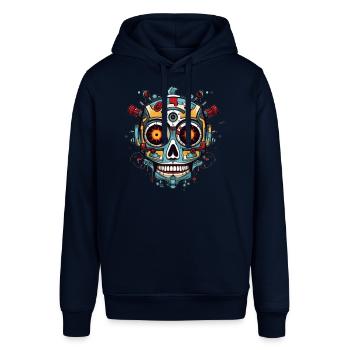 Mexican skull of robot - Stanley/Stella SOUNDER Unisex Hoodie - navy - Front - Alina (178cm) & Michal (187cm)