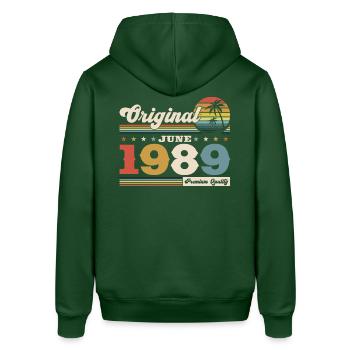 Original June 1989 Born 1989 35th Birthday 89 - Stanley/Stella SOUNDER Unisex Hoodie - bottle green - Back - Alina (178cm)