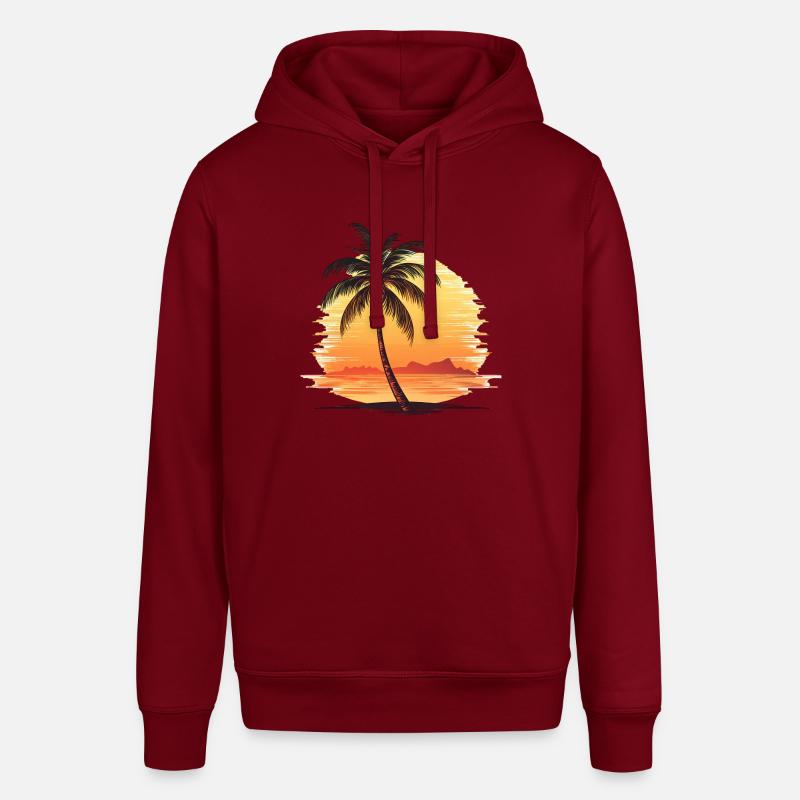 Beau palmier sur la plage avec coucher de soleil - Sweat à capuche SOUNDER Stanley/Stella Unisexe - bordeaux