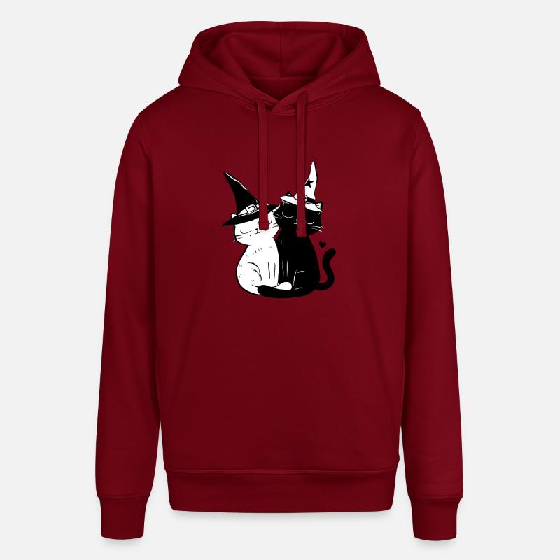 Paire de chats sorciers noirs et blancs" Description : - Sweat à capuche SOUNDER Stanley/Stella Unisexe - bordeaux