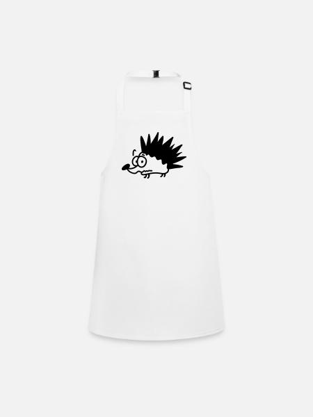 anxious Igel - line - Children's Apron - white - Front