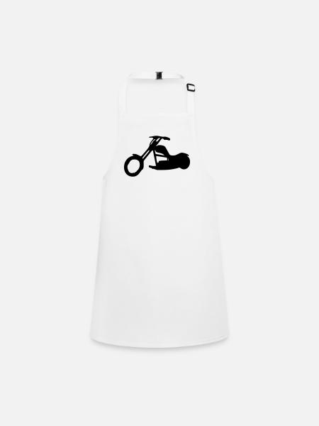 Motorrad - Bike - Chopper - Schürze für Kinder - Weiß - Vorne