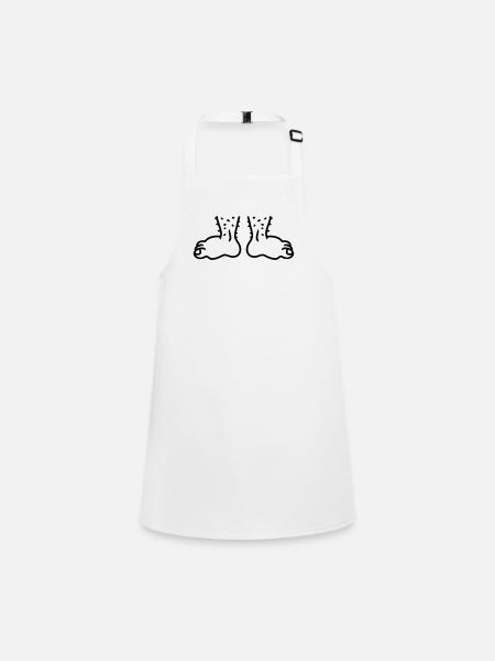 Feet - Line - Children's Apron - white - Front