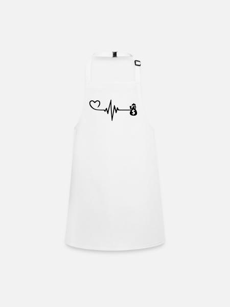 Money Love Pulse Heart - Children's Apron - white - Front