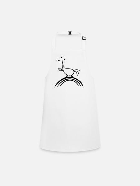 Funny stick figure unicorn unicorn rainbow - Children's Apron - white - Front