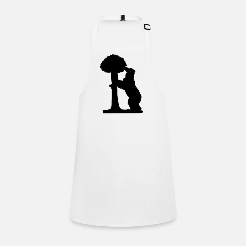 drawing silhouette bear and strawberry tree madrid Children's Apron