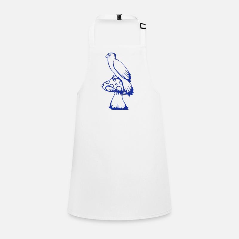 Bird sitting cute big mushroom dots toadstool Children's Apron