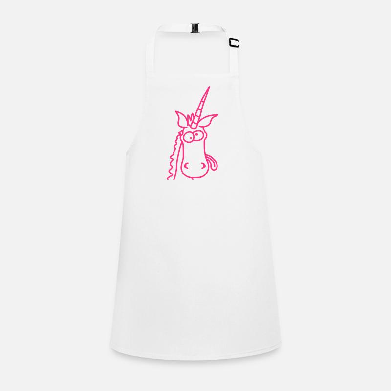 Crazy pink unicorn makes funny grimace Children's Apron