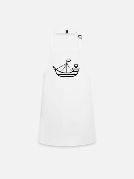Piratenschiff - Schürze für Kinder - Weiß - Vorne