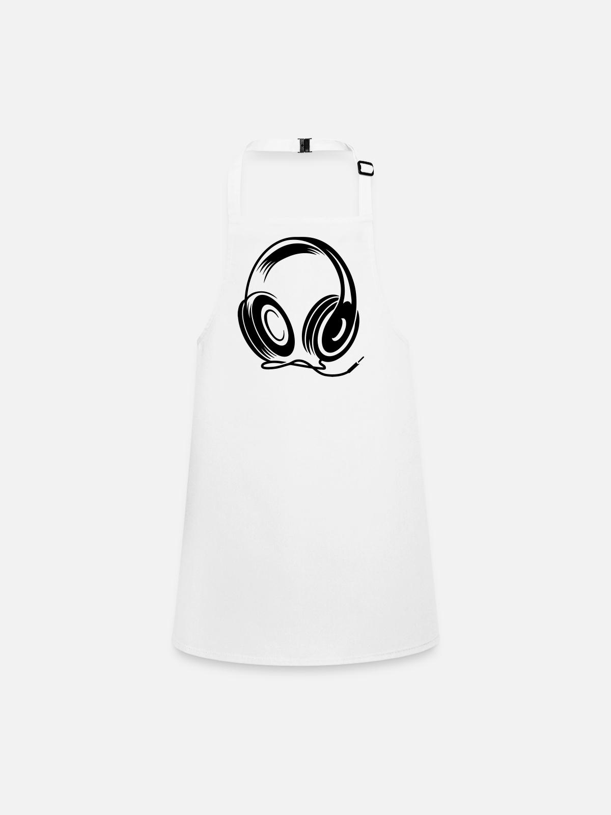 a headphone with cable - Children's Apron - white - Front