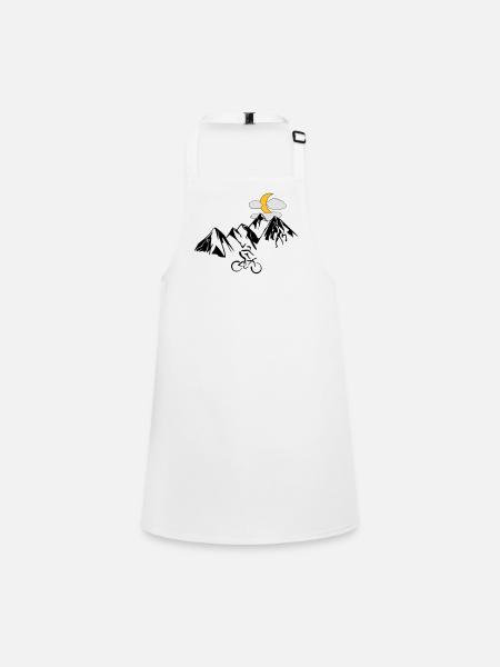 Mountain bikers with mountains - Children's Apron - white - Front