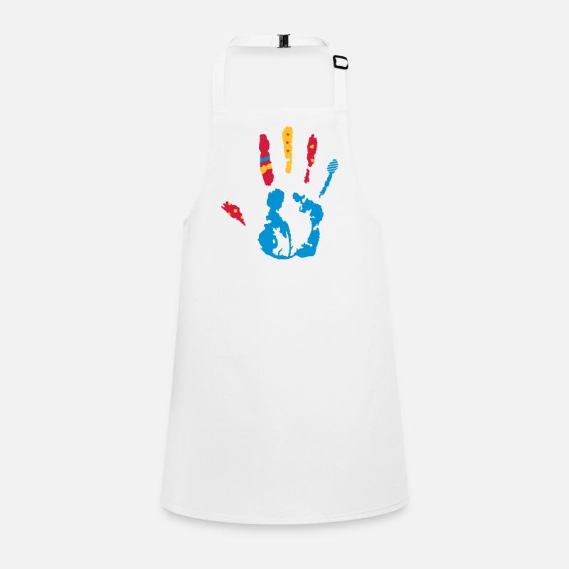 Une empreinte de la main coloré avec diverses Tablier Enfant