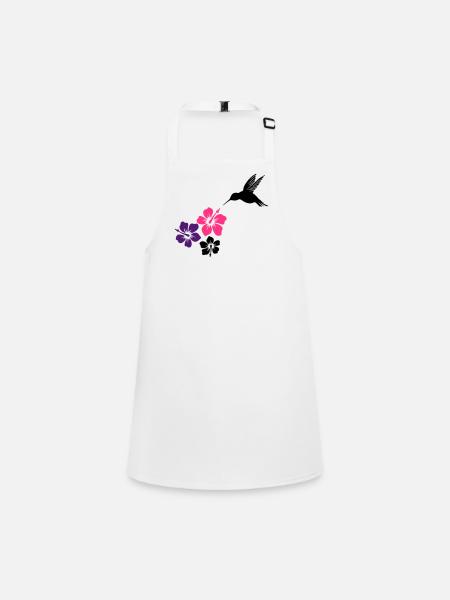 Colibri avec des fleurs d'hibiscus - Tablier Enfant - blanc - Devant