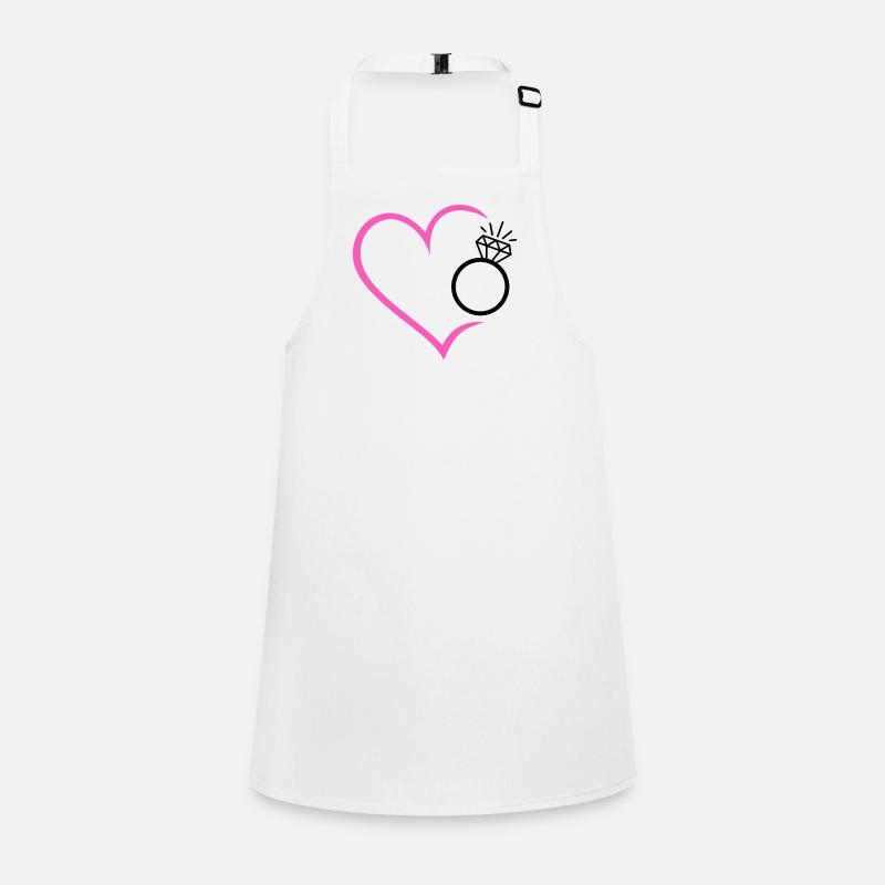 Heart with diamond ring, wedding ring, wedding ring, bride Children's Apron