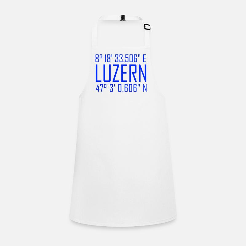 Coordonnées de Lucerne – typographie en référence à la localisation Tablier Enfant