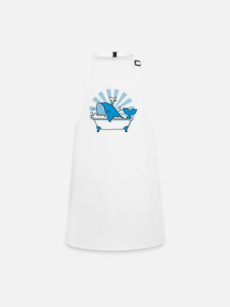 Baleine dans la baignoire – Funny Ocean Design - Tablier Enfant - blanc - Devant