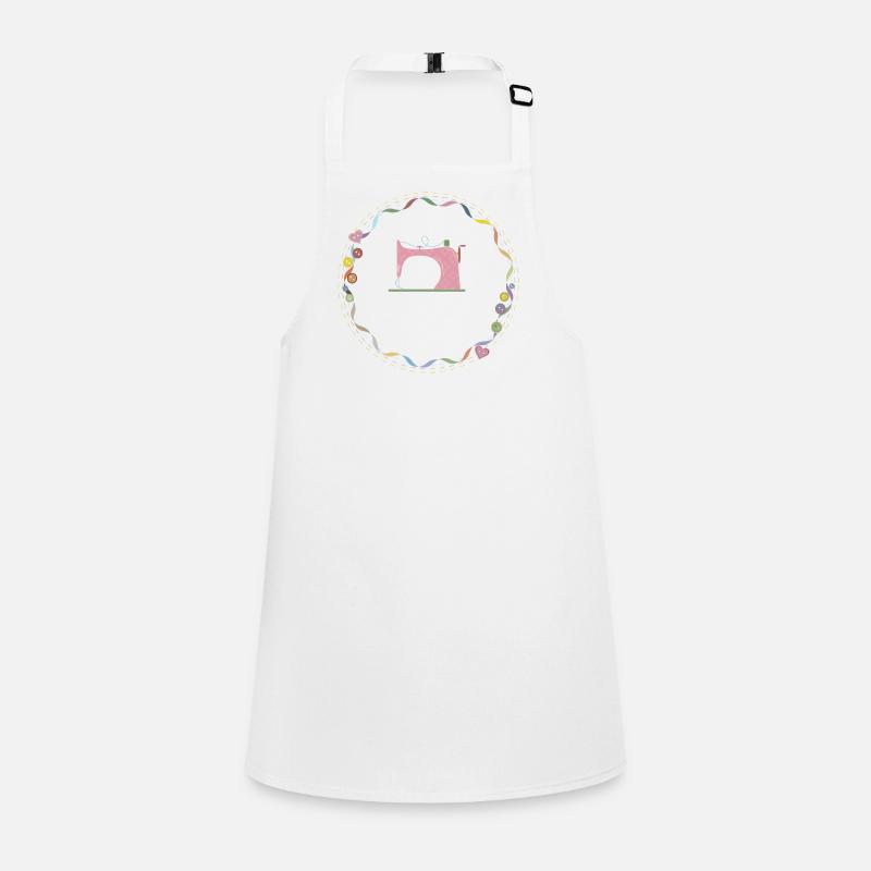 nostalgic colorful sewing machine with buttons Children's Apron