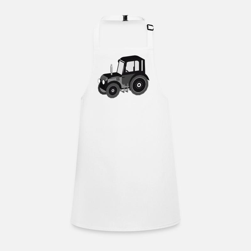 black and white tractor in 3D for tractor fans Children's Apron