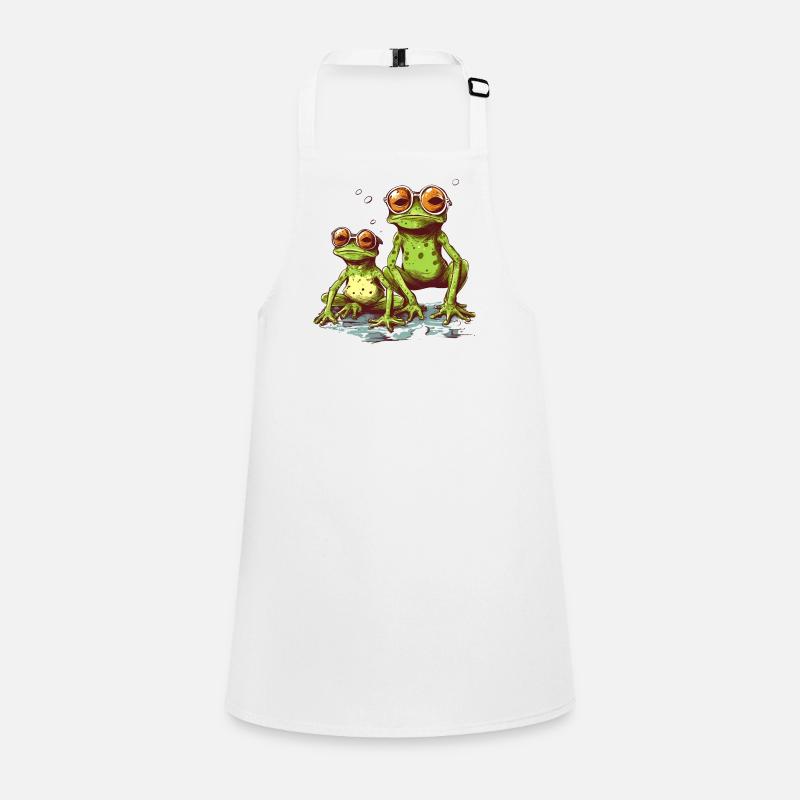 Cool green frogs with orange sunglasses Children's Apron