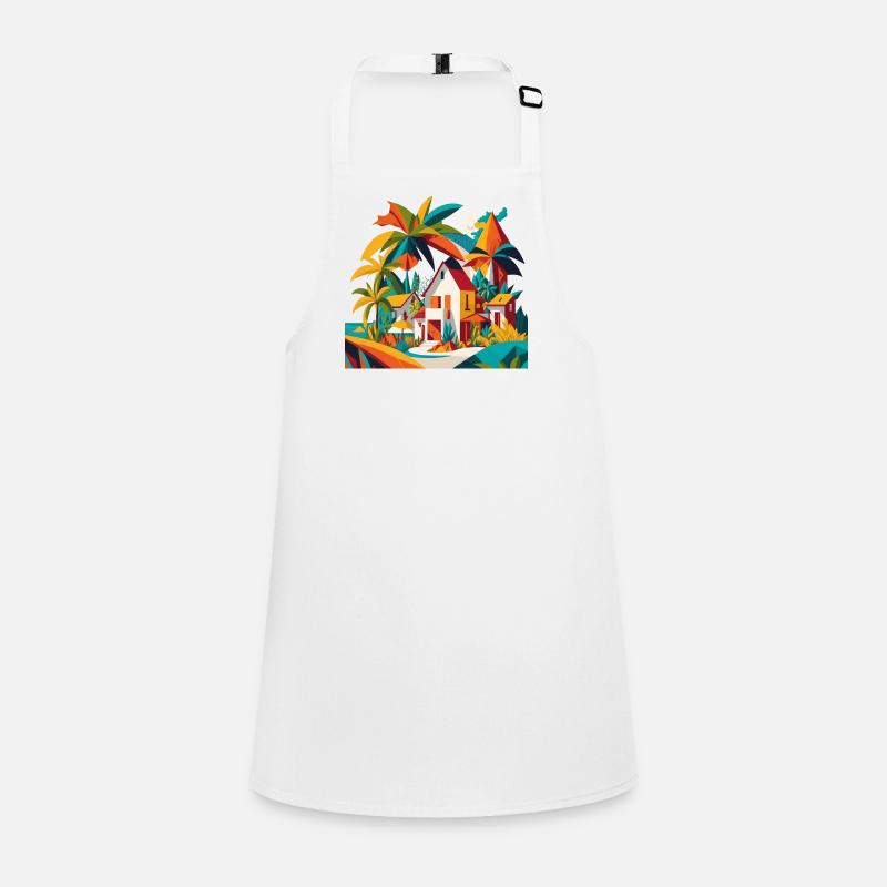 House under palm trees by the sea Children's Apron