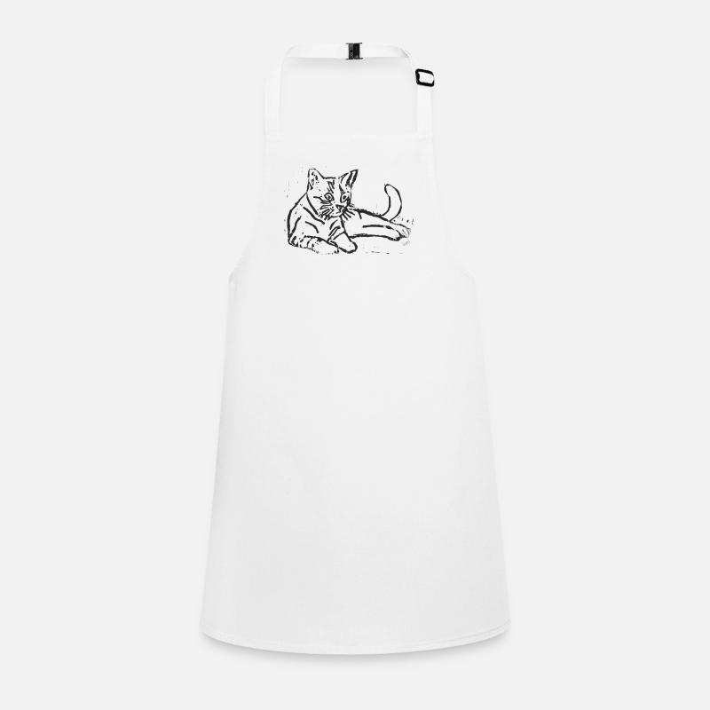 Eleganter Sketch-Print mit Katze Schürze für Kinder