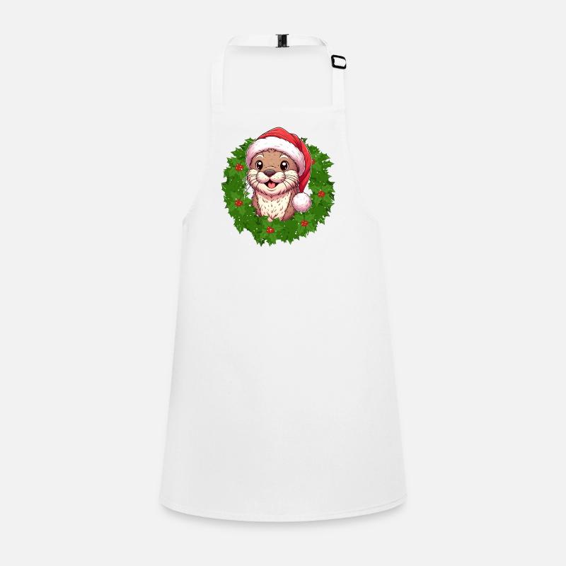 Conception de Noël de loutre mignonne pour les vacances - Tablier Enfant - blanc