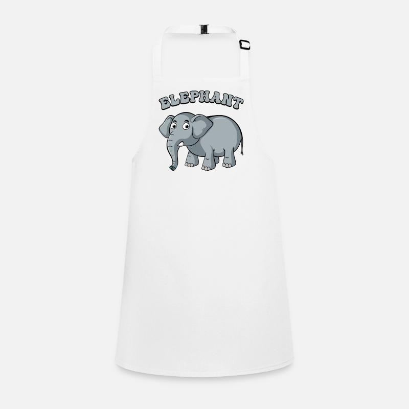 Elephant Arc Cartoon on Black Children's Apron
