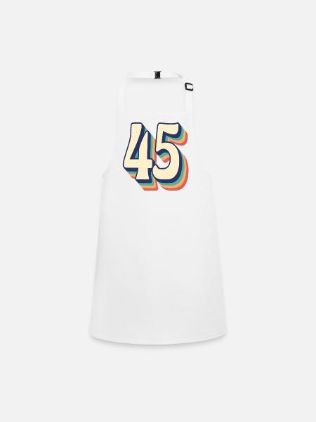 Vintage Retro T Shirt Number 45 Forty Five - Children's Apron - white - Front
