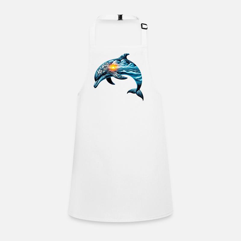 Dekorierter Delfin mit einer Meereslandschaft Schürze für Kinder