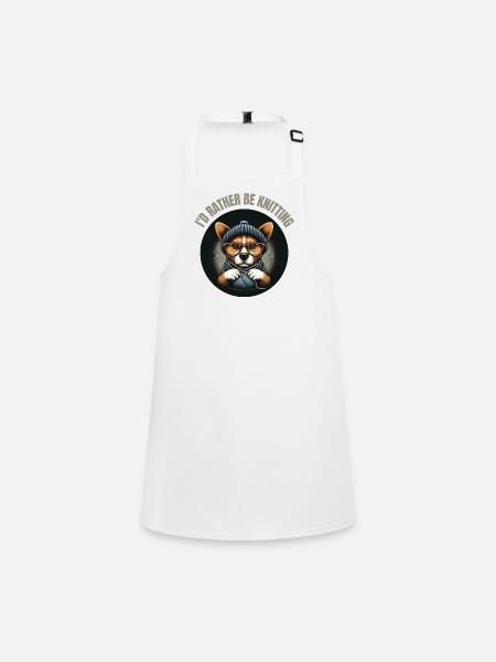 I'd rather be knitting - Children's Apron - white - Front