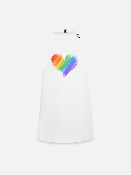 Regenbogenherz Pinselstrich - Schürze für Kinder - Weiß