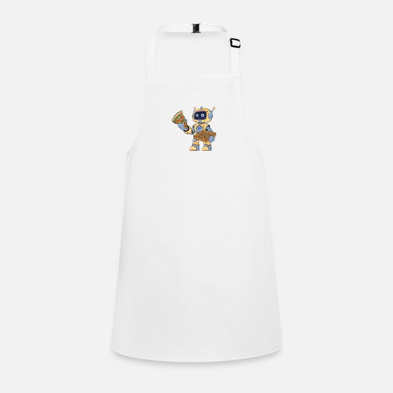Robot eats pizza Children's Apron