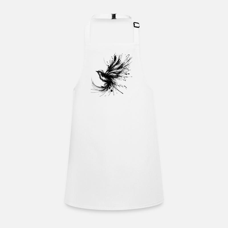 Oiseau noir dans le style InkArt Tablier Enfant