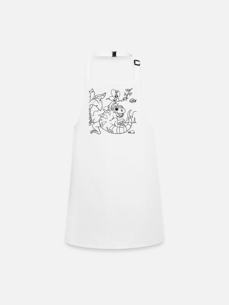 Iguana Jungle Coloring Page Hand Illustrated - Children's Apron - white - Front
