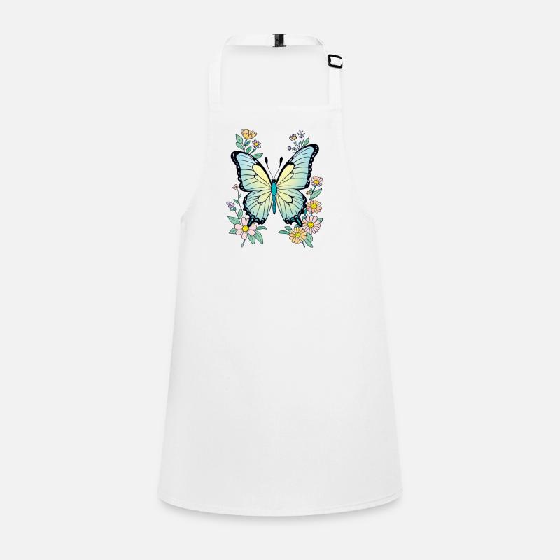 Papillon Bleu Avec Fleurs, Papillon Tablier Enfant
